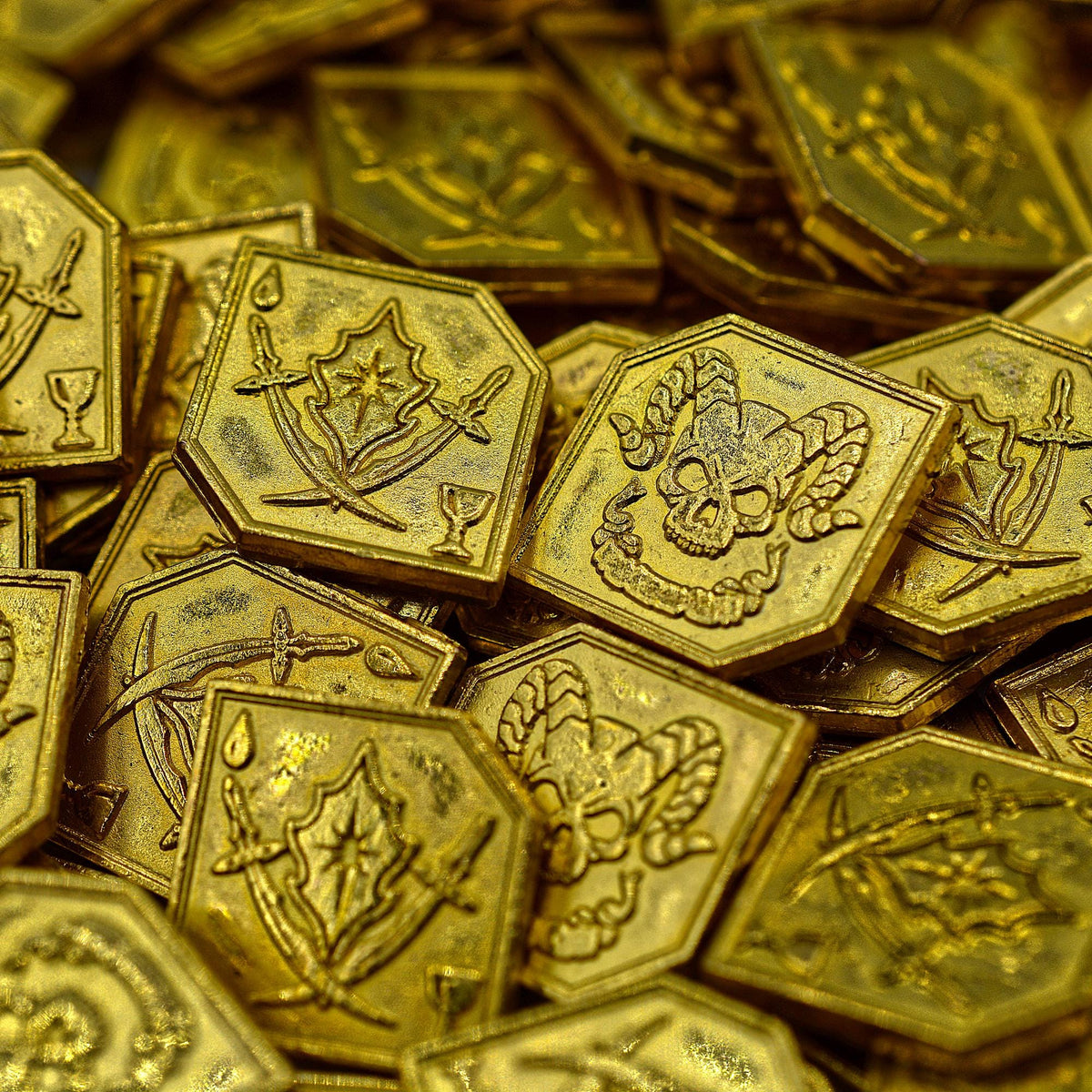 100 Gold Fiendish Metal Coins for tabletop RPGs