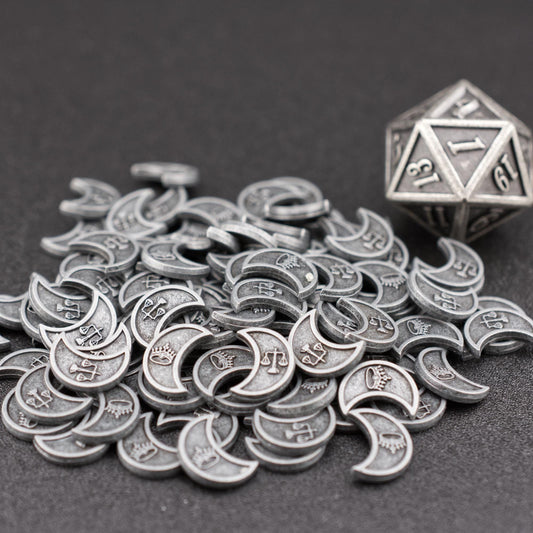 100 Silver Metal Coins for tabletop RPGs
